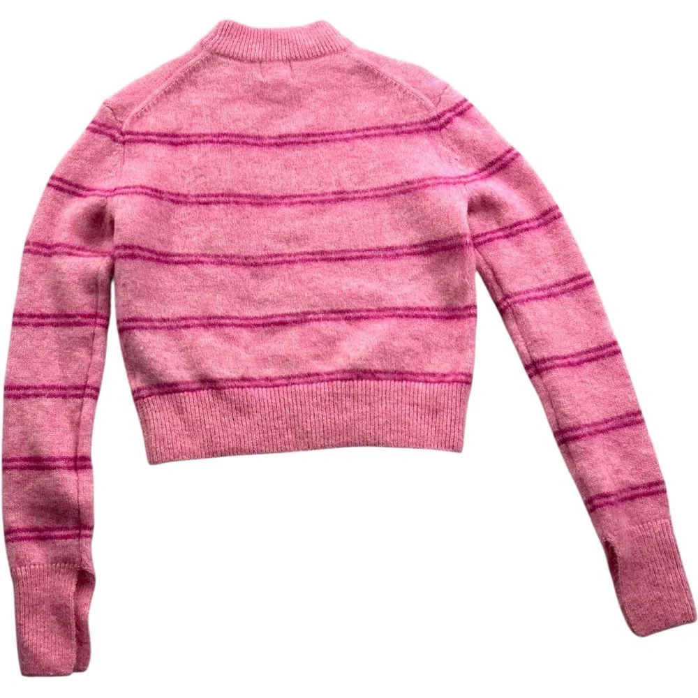 H&M Wool Mohair Blend Fuzzy Pink Split sleeve Hem Sweater Size XS NEW NWT